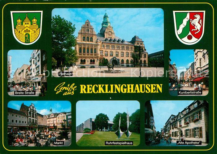 Recklinghausen Westfalen Breite Stra?e Rathaus Markt Alte Apotheke Kunibertstra?