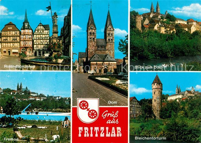Fritzlar Rolandsbrunnen Dom Freibad Bleichentorturm