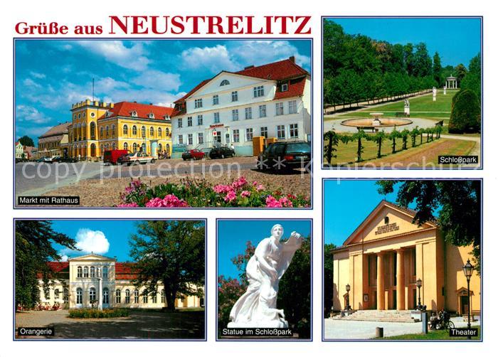 Neustrelitz Markt Rathaus Schlosspark Orangerie Statue Theater