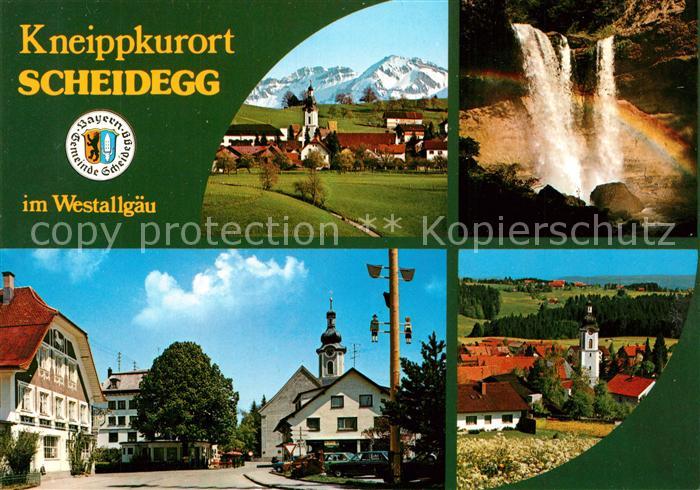 Scheidegg Allgaeu Kneippkurort Wasserfall Kirchenpartie