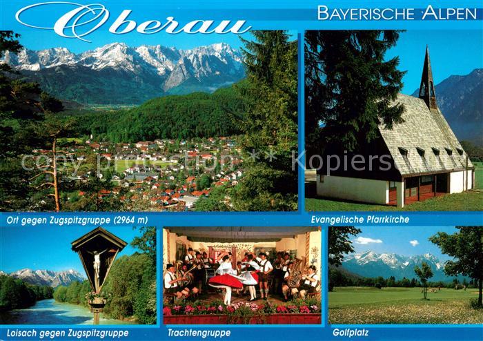 Oberau Berchtesgaden Zugspitzgruppe Pfarrkirche Golfplatz Trachtengruppe Loisach