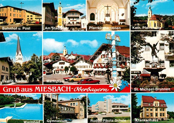 Miesbach Post Stadtplatz Pfarrkirche Marktplatz Warmbad