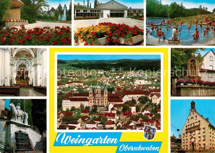 Weingarten Baden Fliegeraufnahme Kirche Freibad