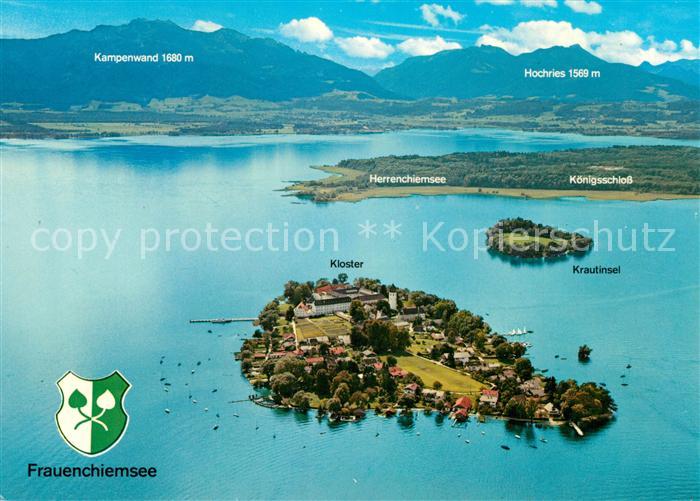 Frauenchiemsee Fliegeraufnahme Kloster Frauenwoerth Krautinsel