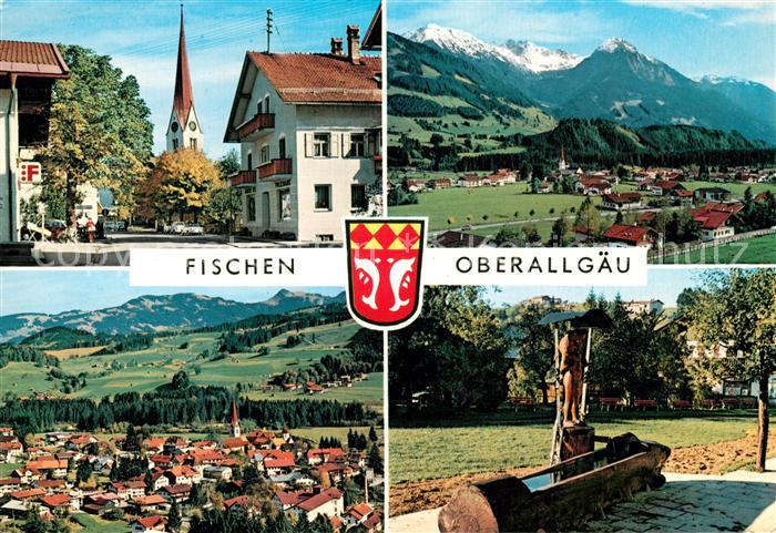 Fischen Allgaeu Fliegeraufnahme Brunnen Kirchenpartie