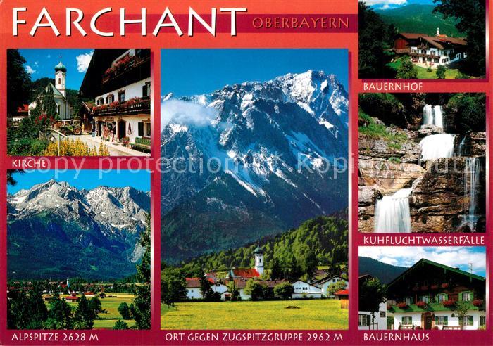 Farchant Kirche Bauernhof Kuhfluchtwasserfaelle Bauernhaus Zugspitz Alpspitze