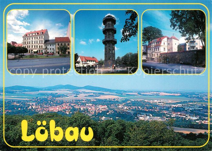 Loebau Sachsen Neumarkt Aussichtsturm auf dem Loebauer-Berg Stadtmauer