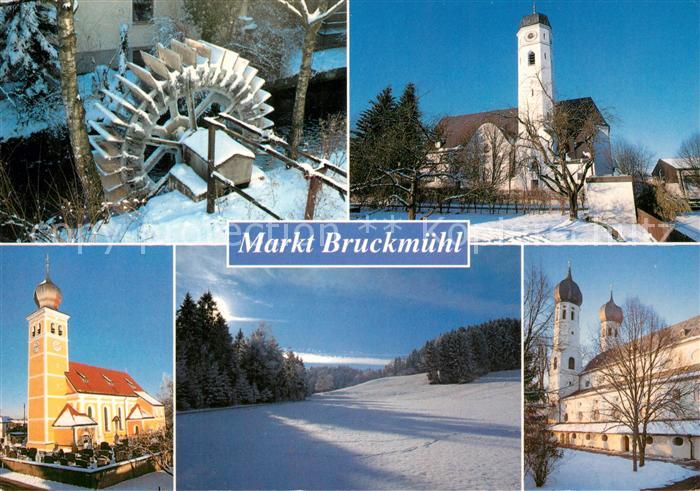 Bruckmuehl Rosenheim Mangfall Wasserrad Kirchen