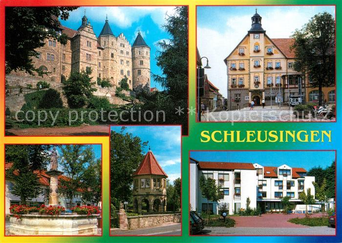 Schleusingen Schloss-Bertholdsburg Rathaus Elisabeth-Brunnen Brunnenhaus Wilhelm