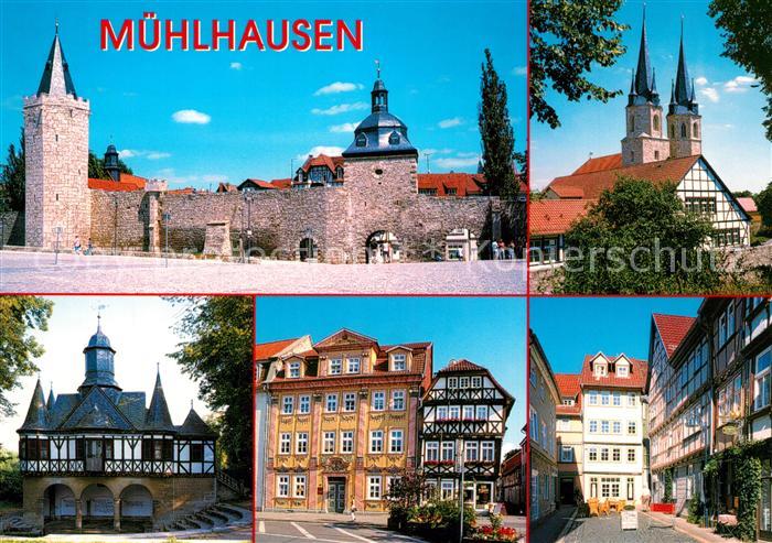 Muehlhausen Thueringen Wehranlage mit Rabenturm Frauentor Brunnenhau Popperode U