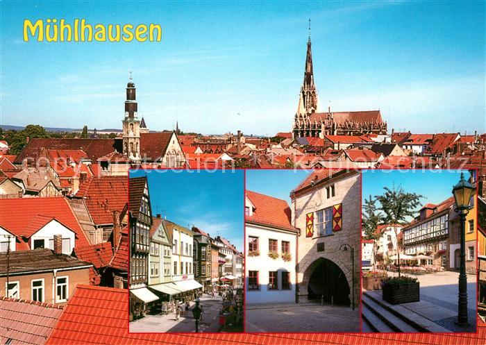 Muehlhausen Thueringen Kornmarktkirche und Marienkirche Steinweg Brauhaus zum Lo