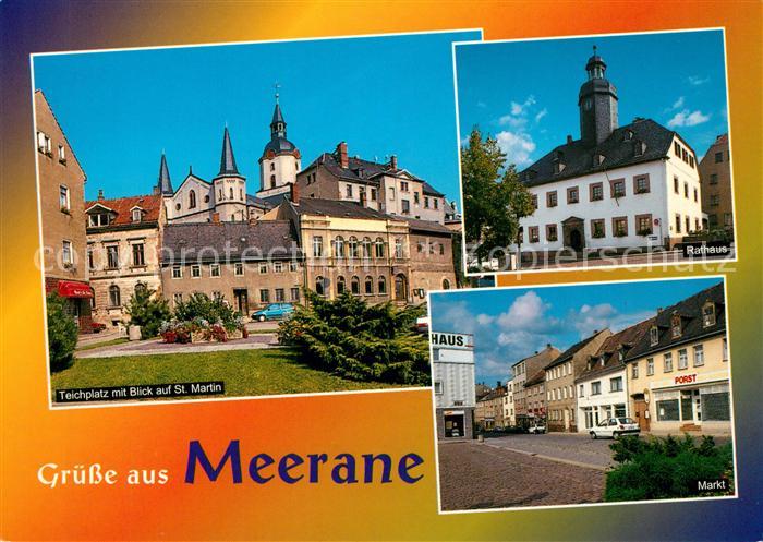 Meerane Markt Teichplatz Kirche