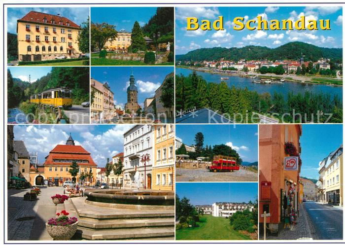 Bad Schandau Rathaus Brunnen Kirche Stadtansichten Panorama
