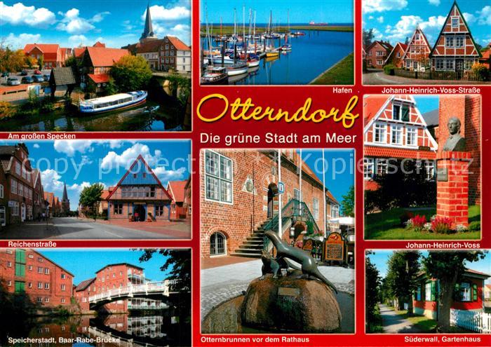 Otterndorf Niederelbe Hafen Speicherstadt Baar Rabe Bruecke Rathaus Otternbrunne