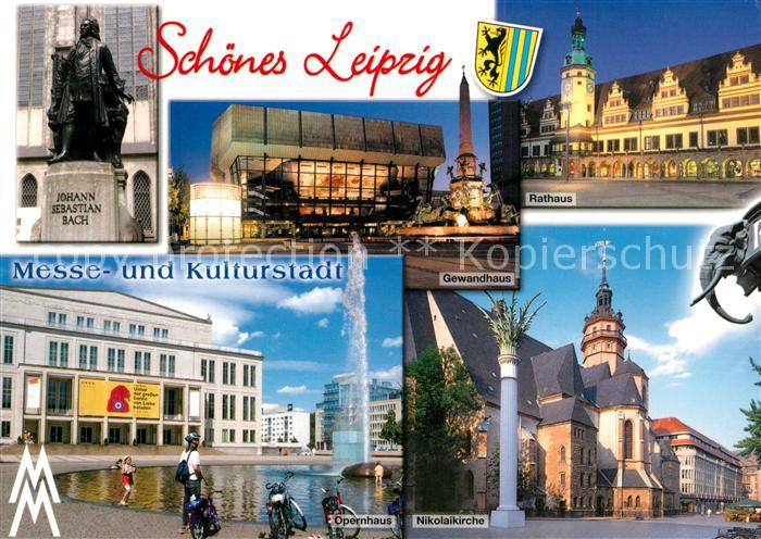 LEIPZIG Sachsen Johann Sebastian Bach Denkmal Rathaus Gewandhaus Opernhaus