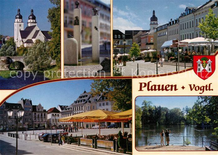 Plauen Vogtland Alte Elsterbruecke Pfarrkirche Sankt Johannis Klostermarkt Brunn