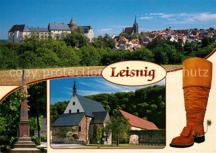 Leisnig Ortsansicht Burg Mildenstein Postdistanzsaeule Zisterzienser Kloster