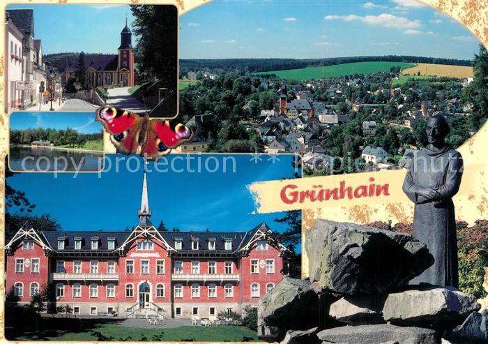 Gruenhain Erzgebirge Stadtkirche Mutter Kind Heim Badesee Moench Stadtansicht