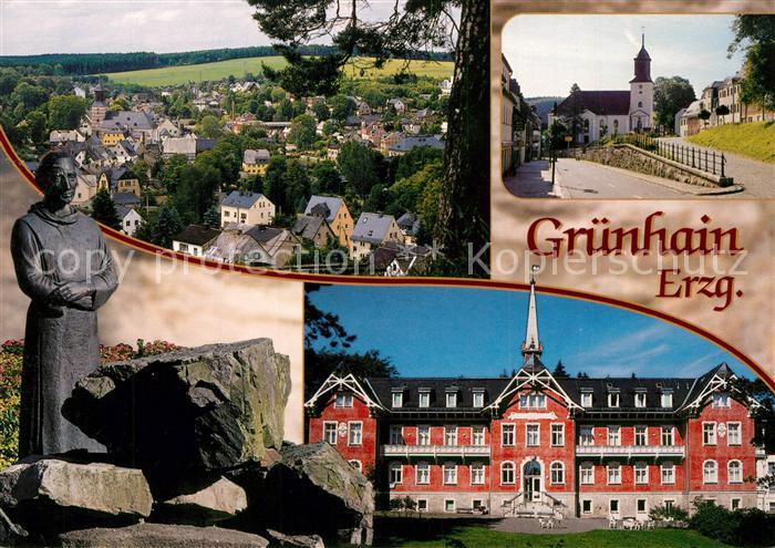 Gruenhain Erzgebirge Ortsansicht Moench Stadtkirche AWO Mutter Kind Kurhaus