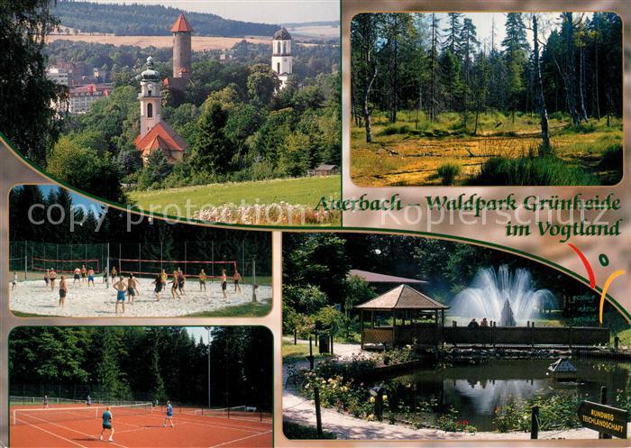 Auerbach Vogtland Drei Tuerme Tennisplatz Teichlandschaft Waldpark Gruenheide