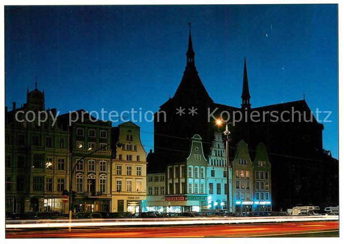 Rostock Neuer Markt Marienkirche Nachtaufnahme