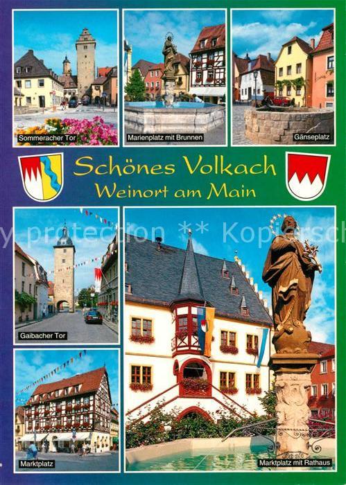 Volkach Sommeracher Tor Marienplatz Brunnen Gaenseplatz Marktplatz Rathaus