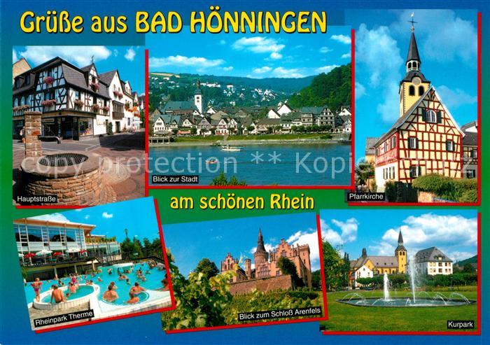 Bad Hoenningen Hauptstrasse Rheinpark Therme Schloss Arenfels Kurpark Pfarrkirch