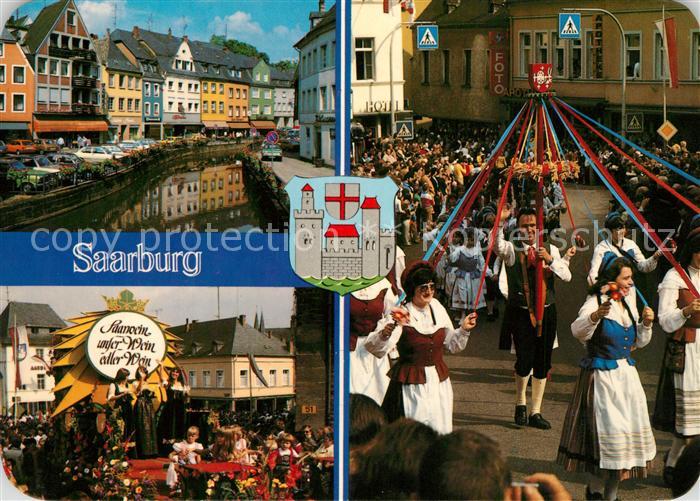 Saarburg Saar Stadtansicht Weinfest Volkstanzgruppe