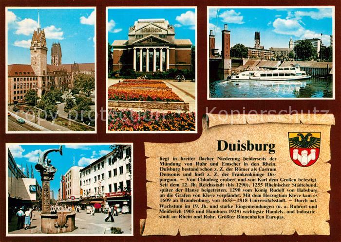 Duisburg Ruhr Rathaus Salvatorkirche Stadttheater Schwanenbruecke Chronik