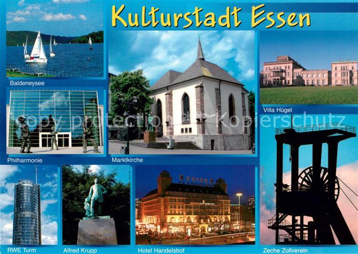 Essen Ruhr Baldeneysee Marktkirche Villa Huegel RWE Tower Alfred Krupp Statue