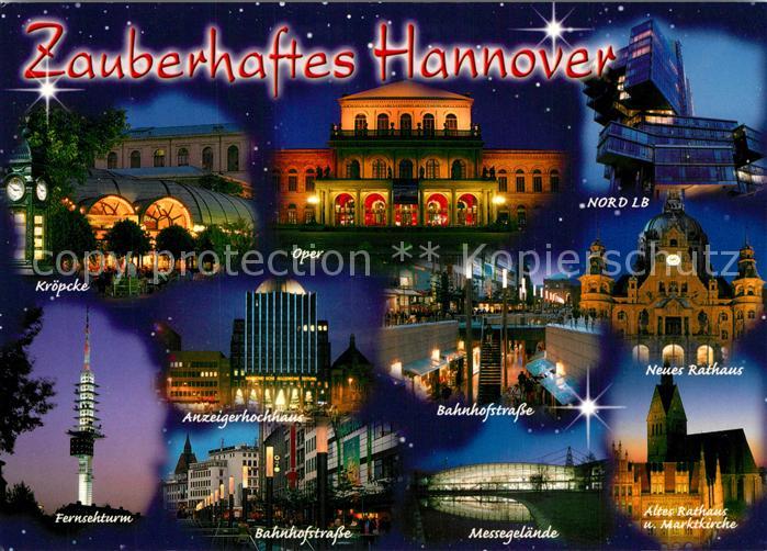 Hannover Nachtaufnahmen Rathaus Bahnhofstrasse Messe Fernsehturm