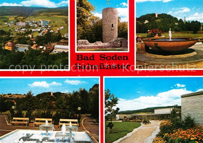 Soden-Salmuenster Bad Kuranlagen Brunnen Burg Panorama