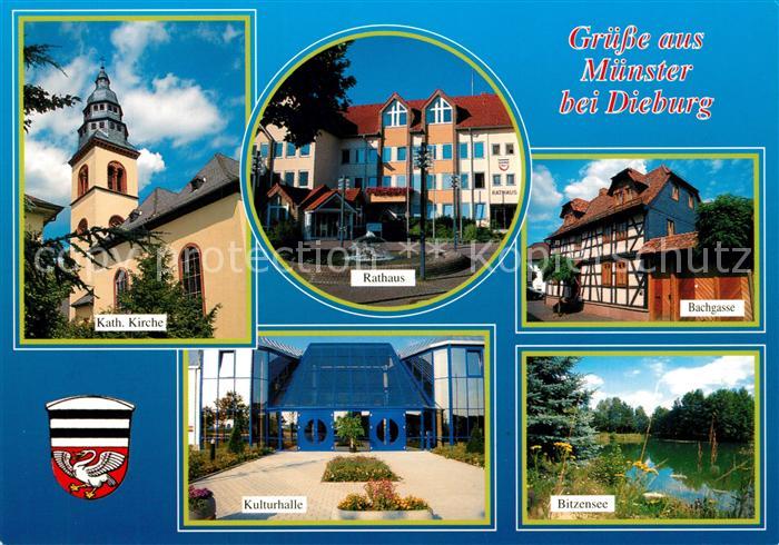 Muenster Dieburg Kirche Rathaus Bachgasse Kulturhalle Bitzensee