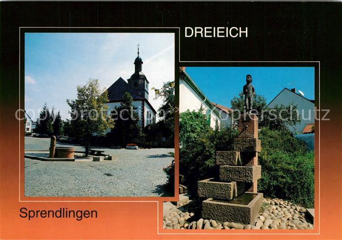Sprendlingen-Dreieich Lindenplatz Albertuskirche Hooschebaabrunnen