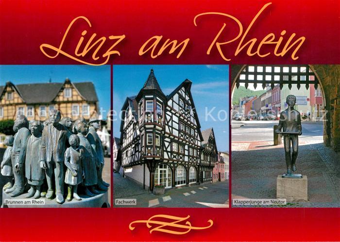 Linz Rhein Brunnen Fachwerk Klapperjunge am Neutor