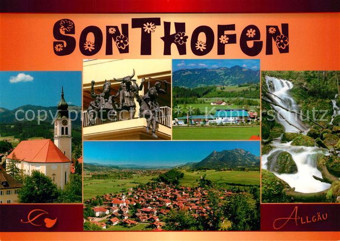 Sonthofen Oberallgaeu Panorama Kirche Wasserfall