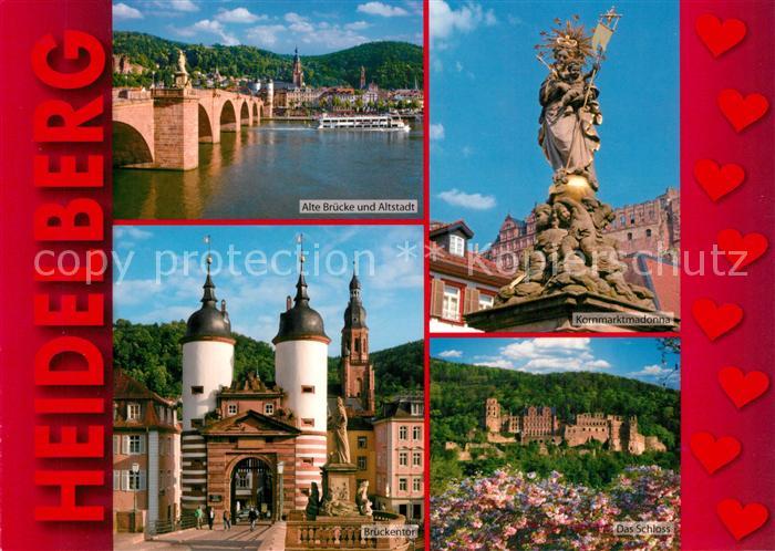 Heidelberg Neckar Alte Bruecke Altstadt Brueckentor Schloss Kornmarktmadonna