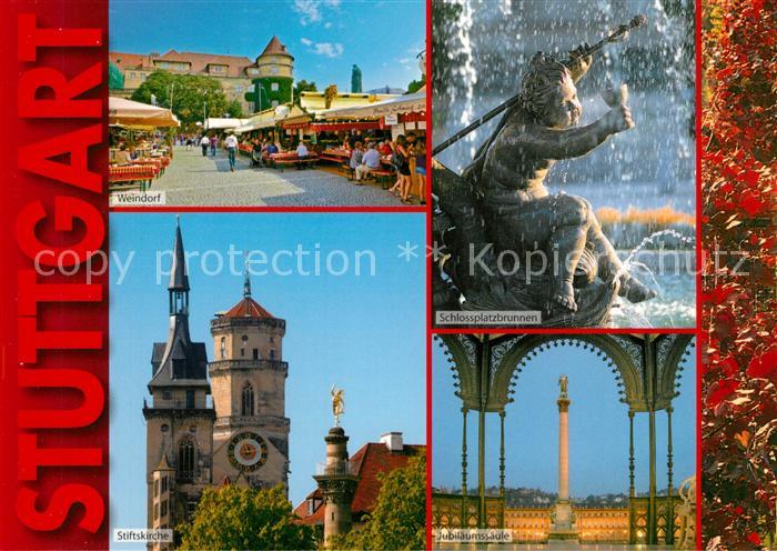 Stuttgart Weindorf Stiftskirche Jubilaeumssaeule Schlossplatzbrunnen