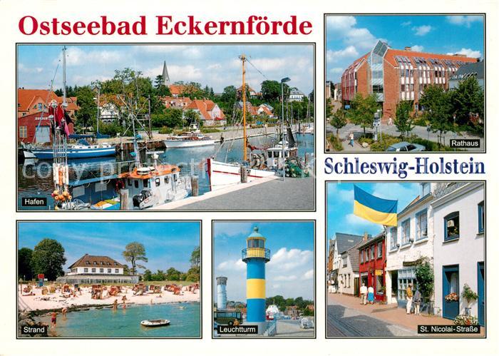Eckernfoerde Hafen Strand Leuchtturm Sankt Nicolai Strasse Rathaus