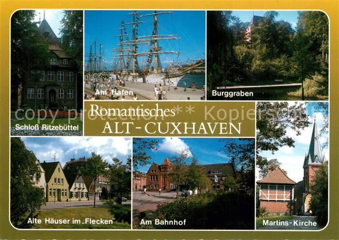 Cuxhaven Nordseebad Schloss Ritzebuettel Hafen Burggraben Alte Haeuser im Flecke