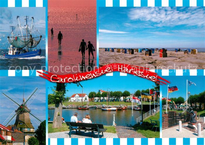 Carolinensiel-Harlesiel Ostfriesland Muehle Fischkutter Strand Bootsanleger
