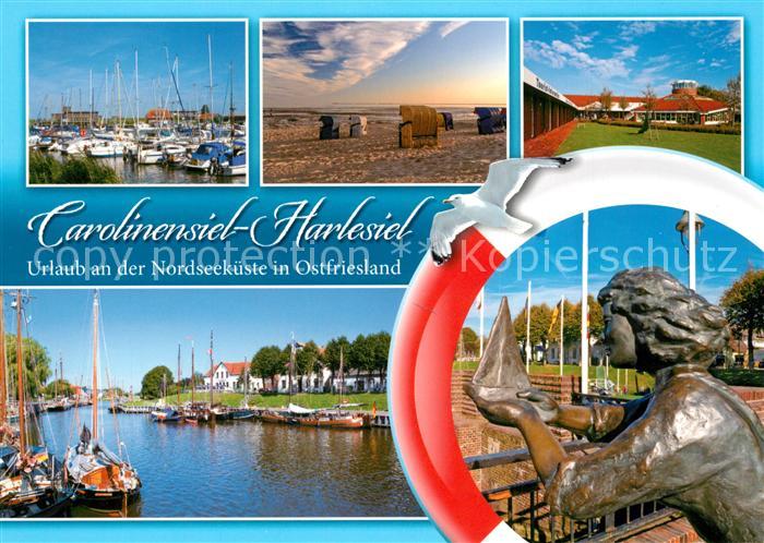 Carolinensiel-Harlesiel Ostfriesland Yachthafen Denkmal Strandkoerbe
