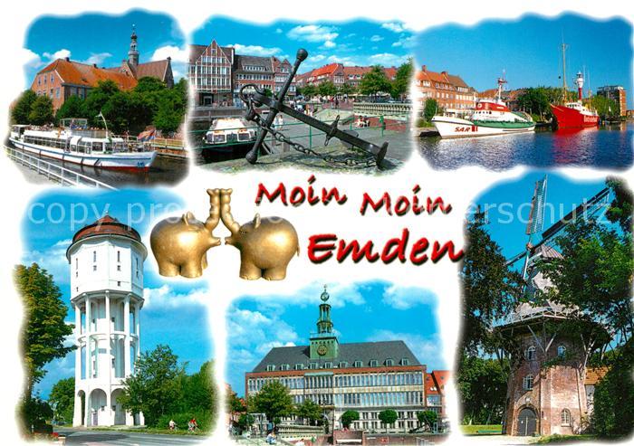 Emden Ostfriesland Muehle Anker Hafen Ottifant Rathaus