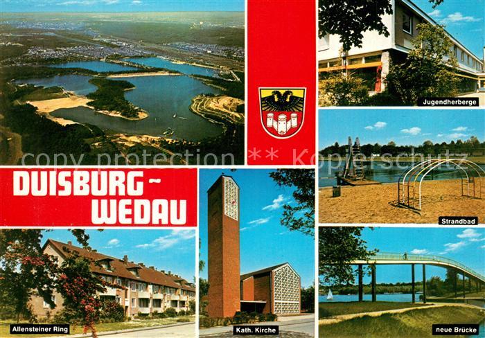 Wedau Duisburg Jugendherberge Fliegeraufnahme Strandbad Kirche