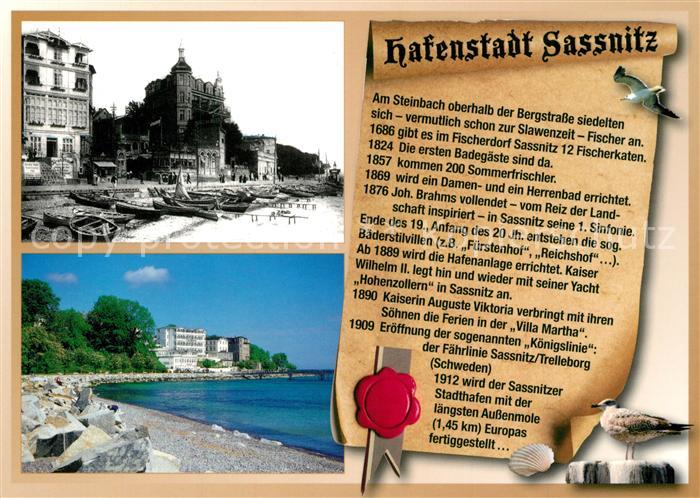 Sassnitz Ostseebad Ruegen Bootsanlegestelle Strand Chronik