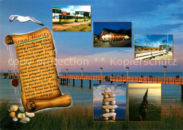 Graal-Mueritz Ostseebad Parkeisenbahn Seebruecke Abendstimmung