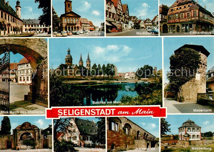 Seligenstadt Hessen Praelatur Rathaus Marktplatz Einhardhaus Basilika Mauerturm