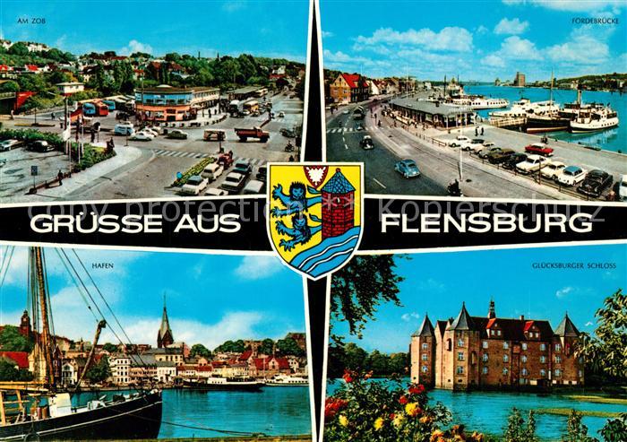 Flensburg Am Zob Foerdebruecke Bootsanleger Hafen Fischkutter Gluecksburger Schl