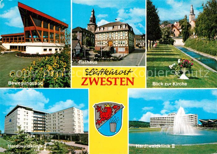 Zwesten Bad Bewegungsbad Hardtwaldklinik Wasserspiele Rathaus Blick zur Kirche W