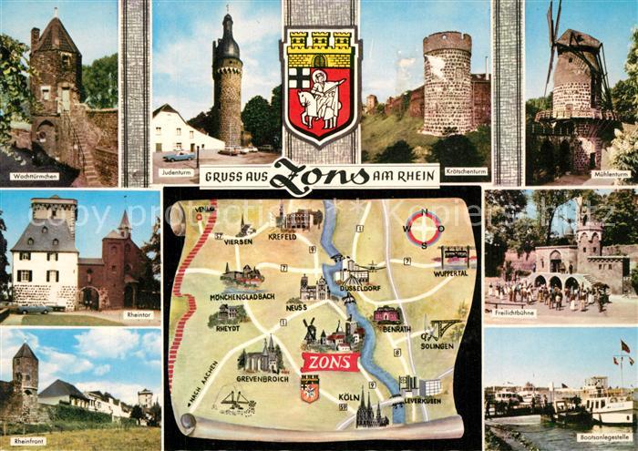 Zons Rhein NRW Wehrtuermchen Rheintor Rheinfront Judenturm Kroetschenturm Muehle